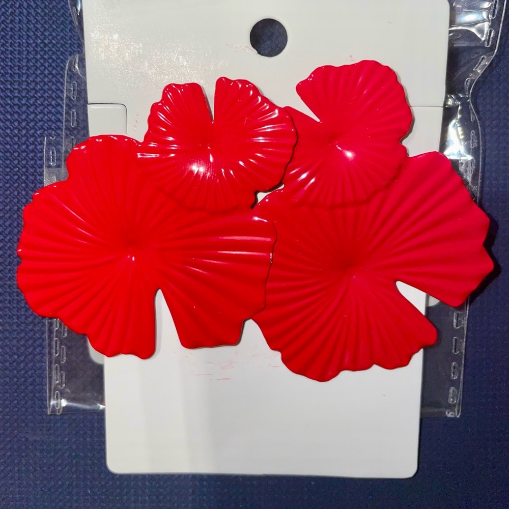 Red metal earrings